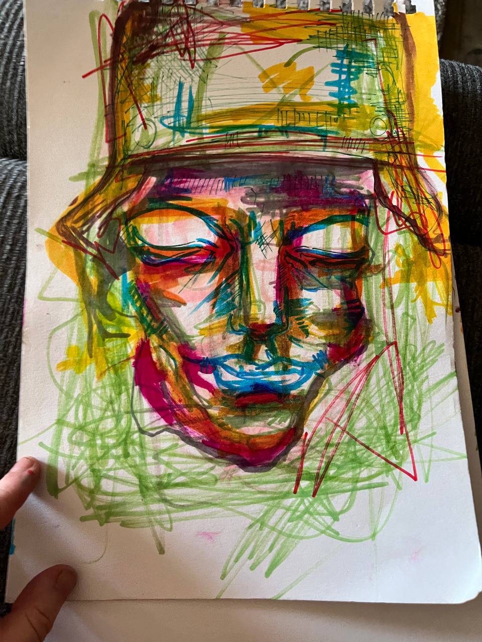 Cropped green helmet marker sketch