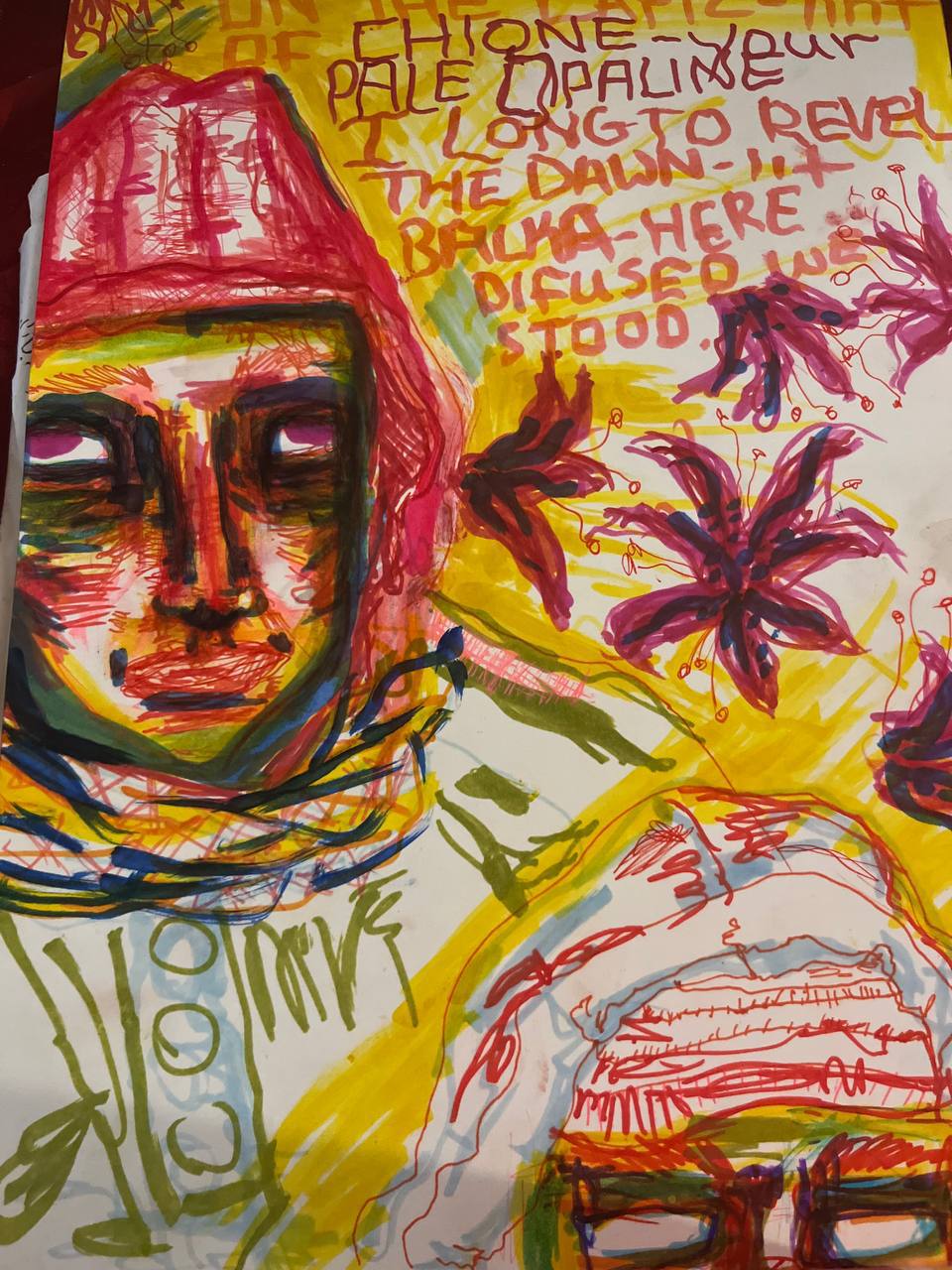Cropped red helmet marker sketch